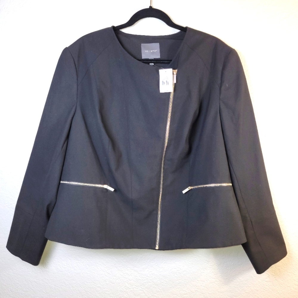The Limited Essentials Black Full Zip Blaze Jacket Plus Size 22W Professional